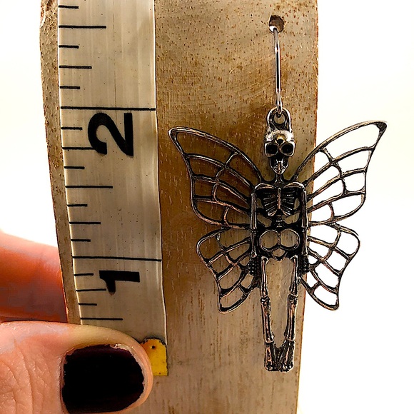 Gothic Butterfly Skeleton Fairy Earrings - Picture 4 of 9